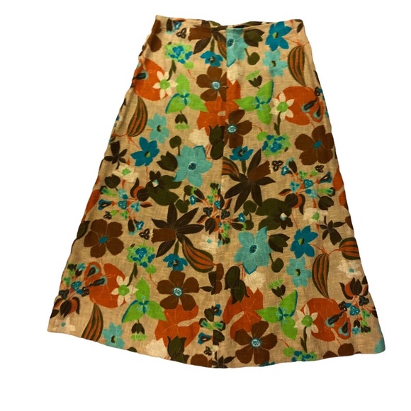 Soft Burlap Floral Midi Skirt - Picture 1 of 11